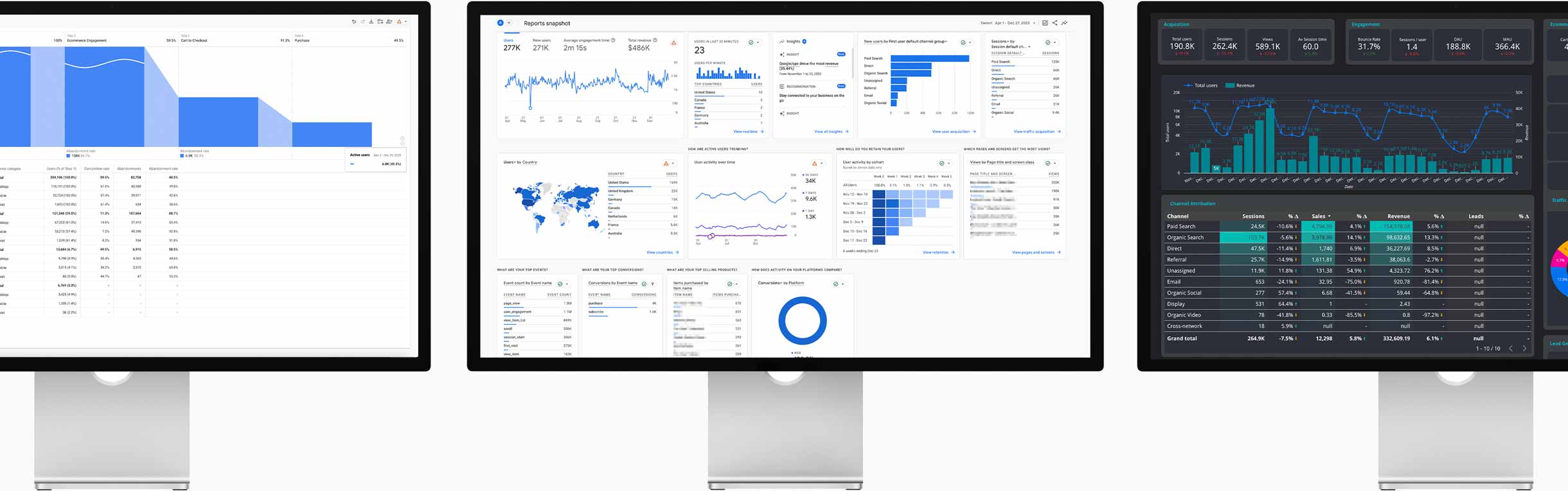 tre schermi di Fuel LAB che mostrano un progetto di SEO Semantica